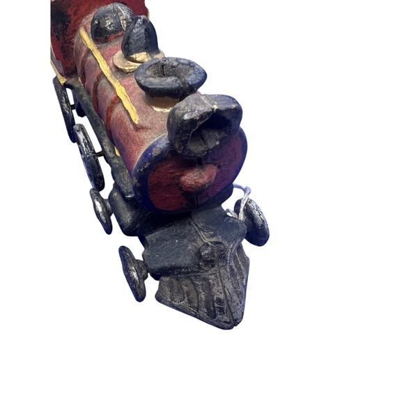 Vintage Cast Iron Locomotive Train Red Black Paint Antique Toy Train Engine - Picture 11 of 13